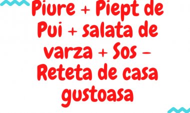 Piure + Piept de Pui + salata de varza + Sos - Reteta de casa gustoasa